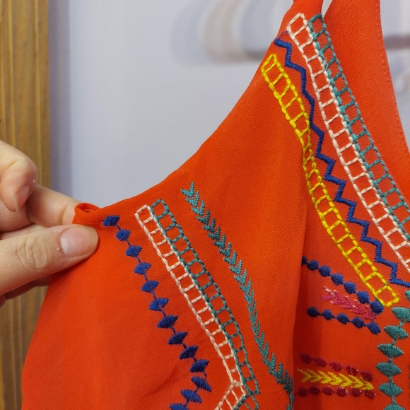 Boho flowy maxi dress embroidery criss cross back - Picture 6 of 9